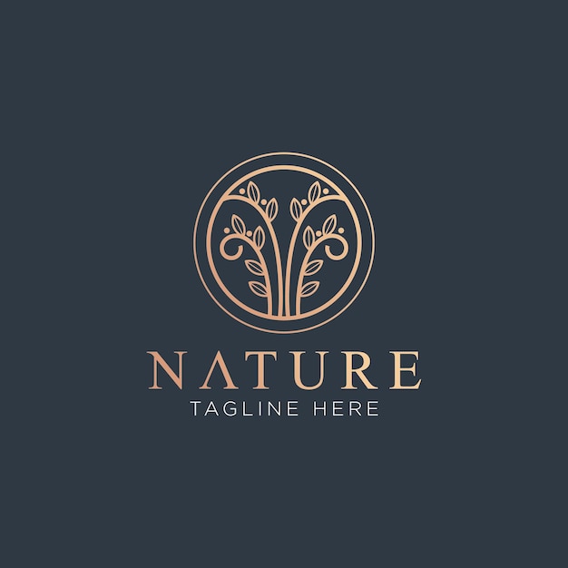 Résumé du logo de la nature avec un élégant ornement floral en cercle