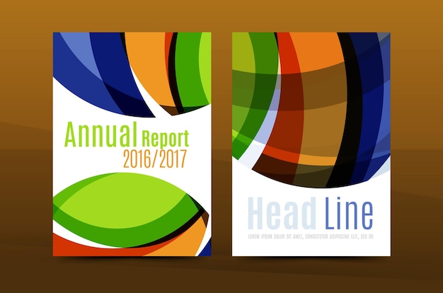 Vecteur résumé du rapport annuel d'entreprise brochure couverture motif d'onde illustration vectorielle