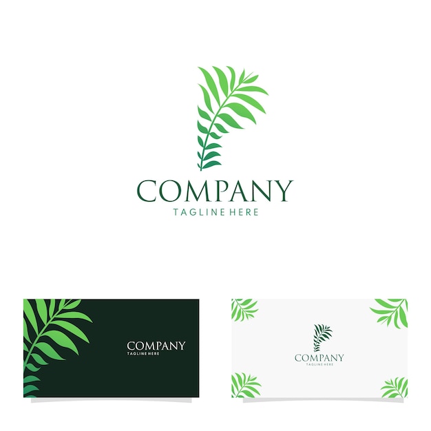 Résumé Feuillage Brindille Lettre P Feuille Logo Design Concept