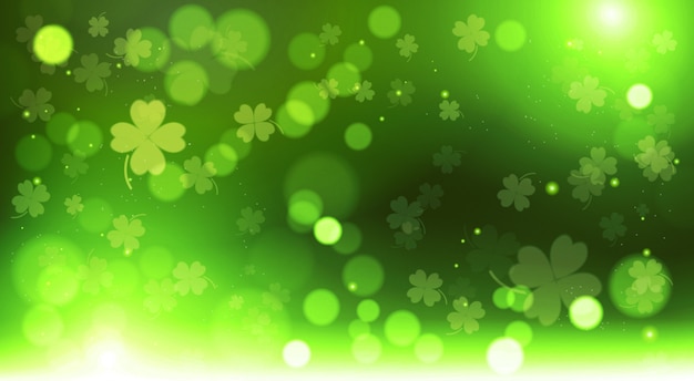Résumé de fond de trèfles de modèle de flou Bokeh, Concept de fête Saint Patrick heureux vert