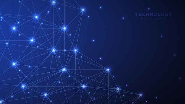Résumé historique de la technologie numérique avec des lignes de connexion réseau