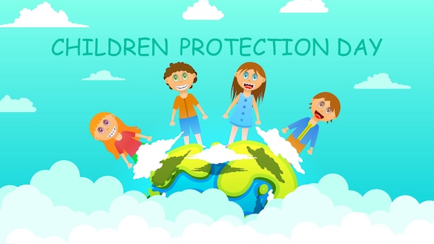 Vecteur résumé jour de la protection des enfants chef personnes fêtes bébés arrière-plan design vectoriel style