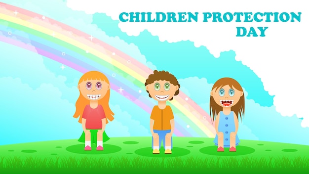 Vecteur résumé jour de la protection des enfants chef personnes fêtes bébés arrière-plan design vectoriel style
