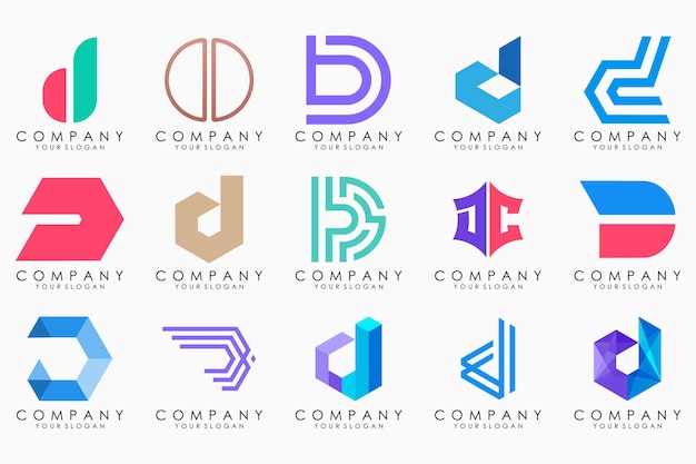 Résumé lettre D logo icon set design pour les affaires de luxe élégant simple