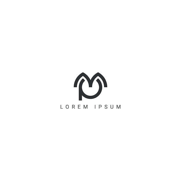 Résumé de la lettre PM MP simple de style minimal élément vectoriel de conception du logo d'entreprise