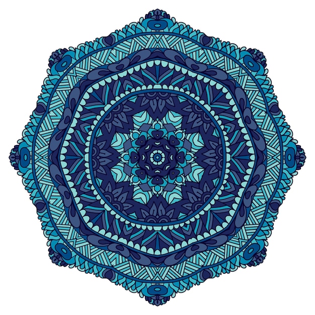 Vecteur résumé médaillon ethnique mandala géométrique bleu