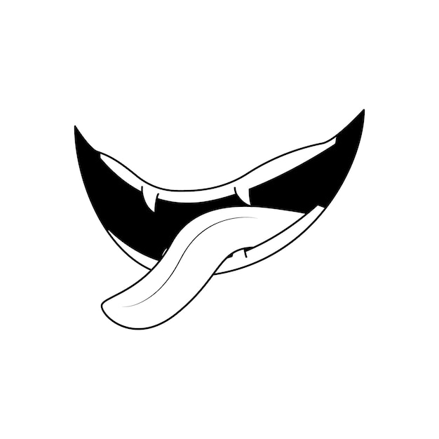 Vecteur résumé noir simple ligne gens sourire humain bouche ouverte avec des dents doodle contour élément vecteur