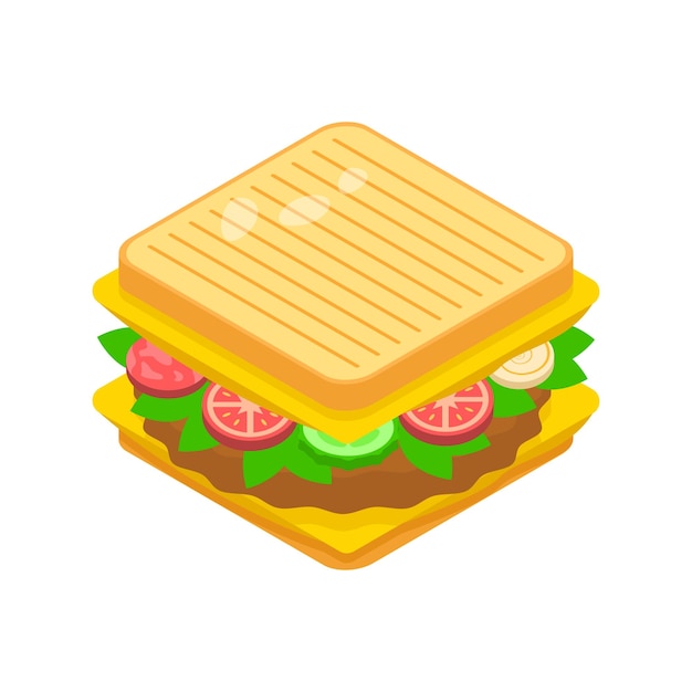 Résumé Plat Fast Food Sandwich Repas Fond Vector Design Style Cuisine Petit Déjeuner