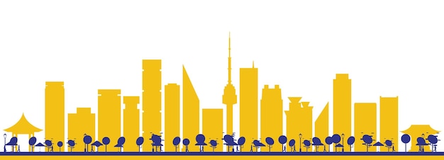 Résumé Séoul Corée Du Sud City Skyline Silhouette Avec Des Bâtiments De Couleur