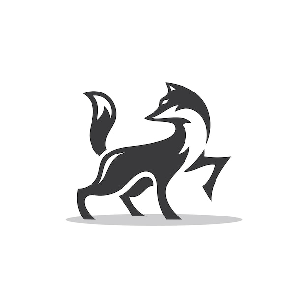 Résumé stand debout renard ou loup silhouette vecteur icône du logo avec la couleur noir et blanc