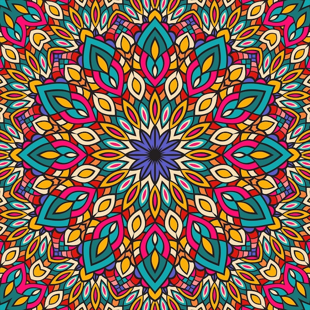 Résumé Vecteur Floral Coloré Festif Motif Tribal Ethnique Doodle Ethnic Festive Abstract Vector