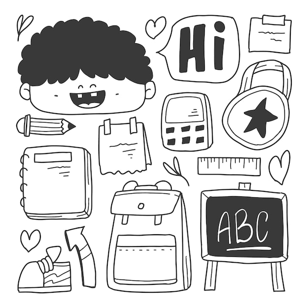 Retour à la conception d'illustration de dessin animé doodle école