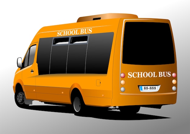 Retour à l'école Bus scolaire moderne Illustration vectorielle 3d
