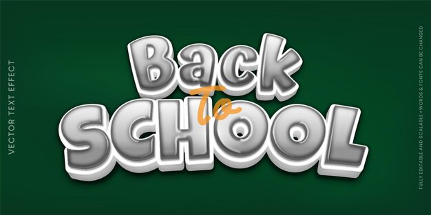 Retour à l'école fond vert avec effet de texte de style 3d