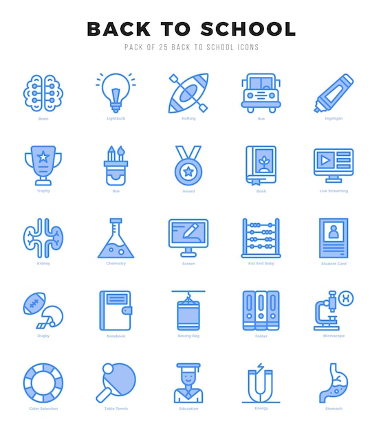 Vecteur retour à l'école icon pack 25 symboles vectoriels pour la conception de sites web