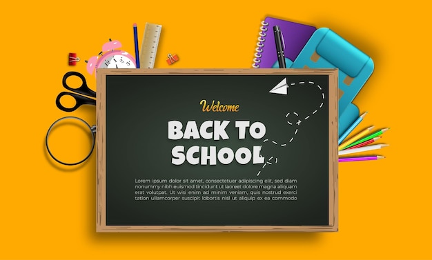 Retour réaliste à l'arrière-plan de l'école avec des éléments
