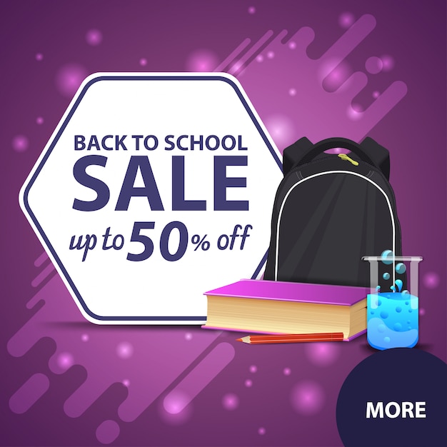 Retour à La Vente De L'école, Bannière Web Carrée Pour Votre Site Web Avec Sac à Dos Scolaire