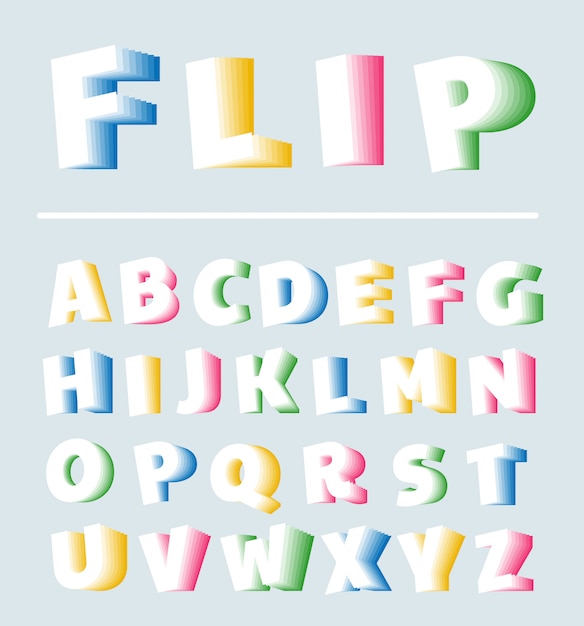 Vecteur retourner la conception de typographie alphabet police