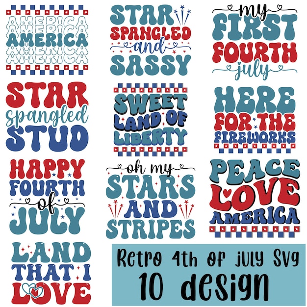 Retro le 4 juillet fichier SVG Bundle