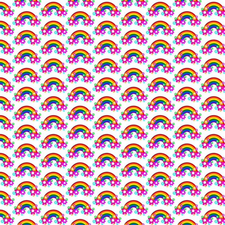 Vecteur retro 70s 60s hippie groovy flower rainbow floral daisy happy smile face pattern.