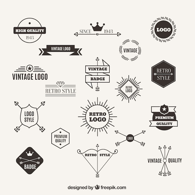 Rétro collection de badges noir