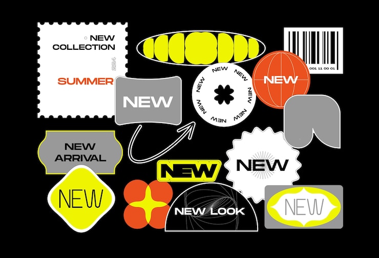 Vecteur retro futuriste vectoriel minimaliste affiches avec des figures de base de silhouette impression monochrome moderne