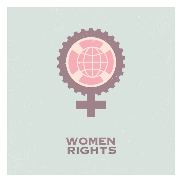 Vecteur retro pop propaganda femme femme féminisme logo icône et éléments.