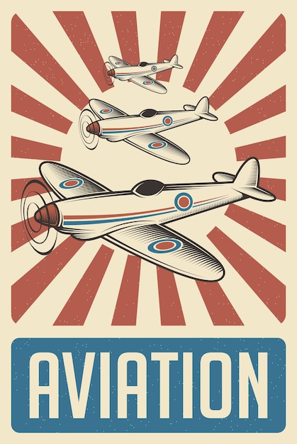 Retro Rustic Grunge Illustration Vectorielle Vintage Illustration De L'aviation Avion Avion Avion Véhicule