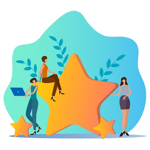RétroactionLes personnes qui déterminent la noteIllustration vectorielle plate