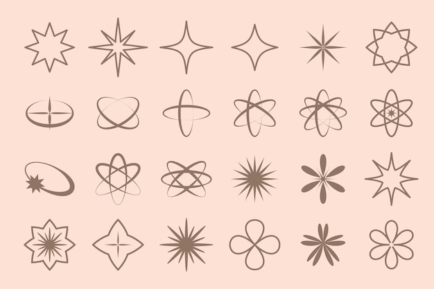 Le rétrofuturisme du symbole Y2K définit des éléments de conception pour les modèles de logo dans un style minimaliste moderne