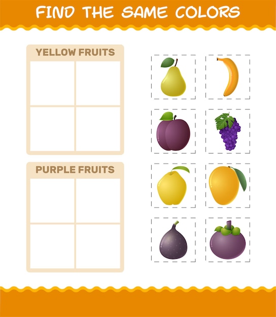 Retrouvez Les Mêmes Couleurs De Fruits. Jeu De Recherche Et D'association. Jeu éducatif Pour Les Enfants Et Les Tout-petits De La Pré-école