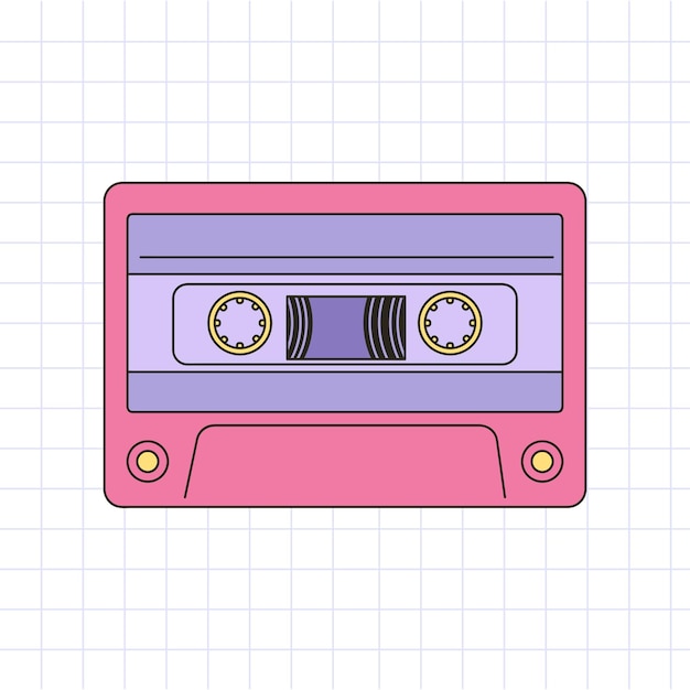 Vecteur retrowave y2k cassette ancienne cassette sur fond de grille