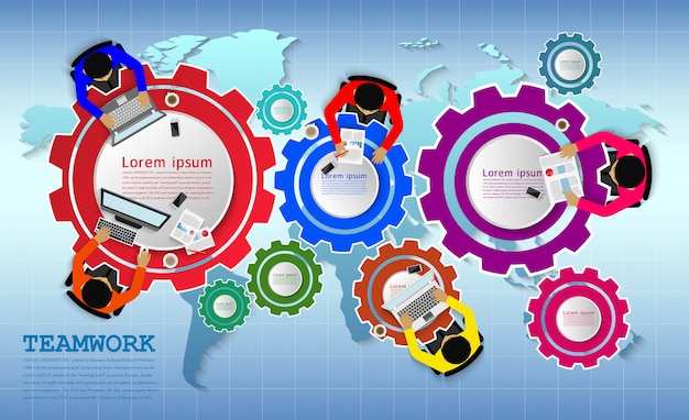 Réunion D'affaires Sous Forme D'engrenages Et De Carte