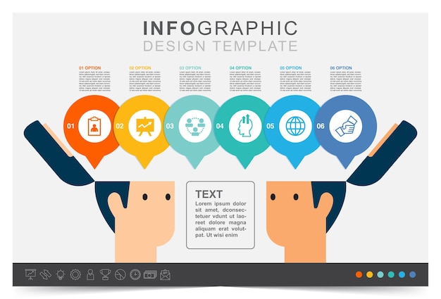 Réunion de présentation de modèle d'infographie moderne et partage d'idées