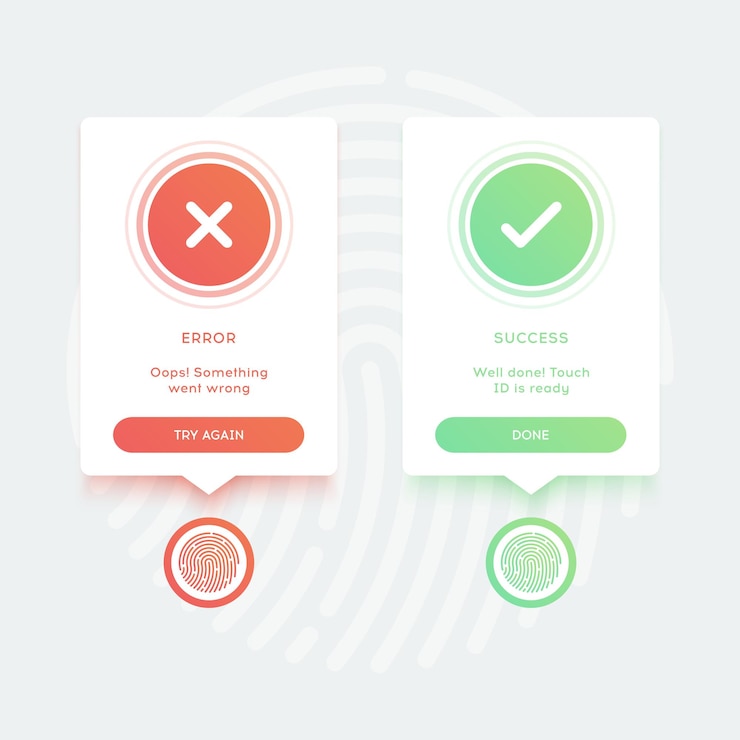 Vecteur réussite des popups et message d'erreur