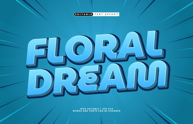 rêve floral effet de texte modifiable avec une fleur d'amour et un style de texte de fille