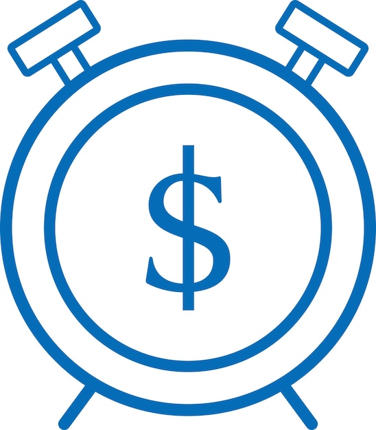 Réveil avec des éléments de conception d'icône de symbole de signe dollar