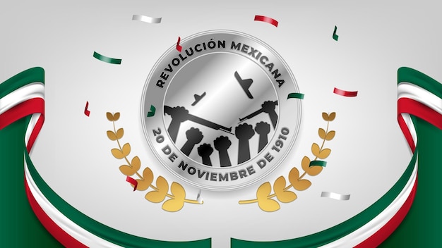 Vecteur revolucion mexicana 20 de noviembre de 1910 salutation avec plaque d'argent