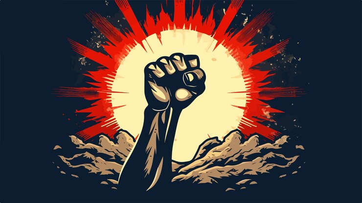 Vecteur révolution agressive et conception du logo de l'emblème des émeutes