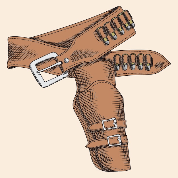 Revolver De Type Pistolet Cowboy Avec Manche En Bois Et Tambour à Cartouche Isolé Sur Fond Beige