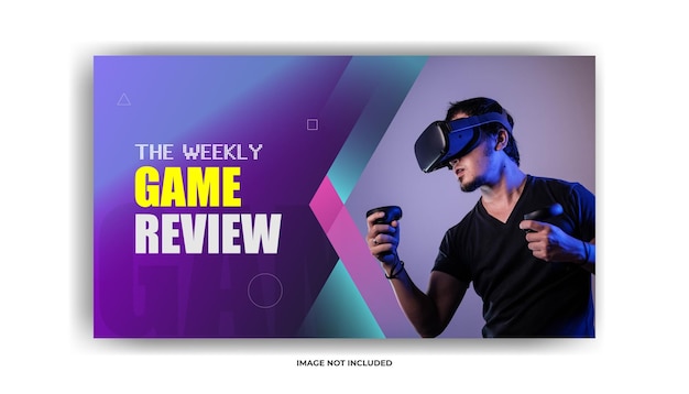 Revue de jeux vidéo Vignette de la chaîne YouTube et bannière Web Vecteur Premium
