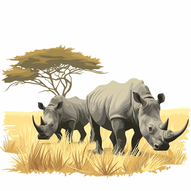 Vecteur rhinocéros en afrique 4