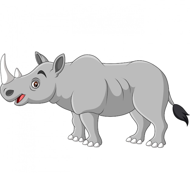 Rhinocéros Cartoon Sur Fond Blanc