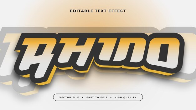 Rhinocéros jaune noir et blanc style de police d'effet de texte 3D modifiable