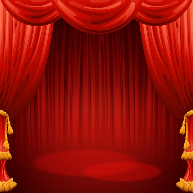 Rideaux rouges. Scène de théâtre. Contexte