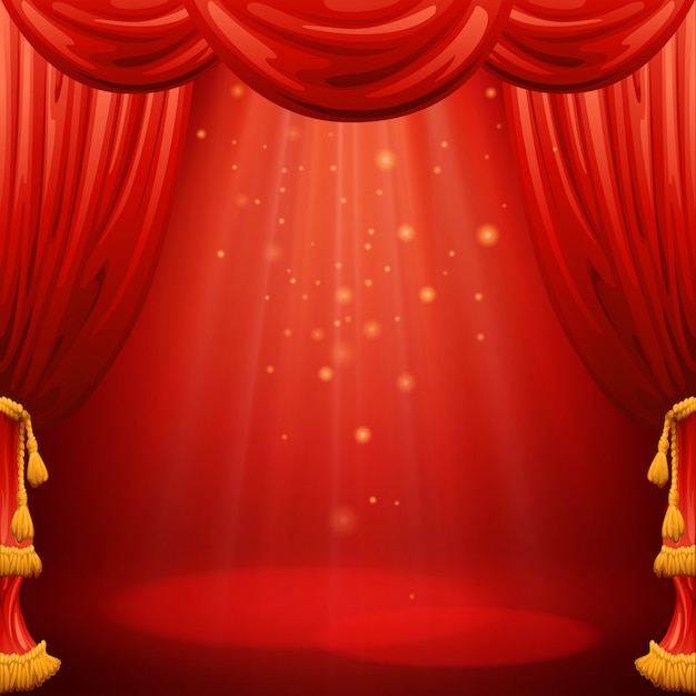Rideaux rouges. Scène de théâtre. Contexte