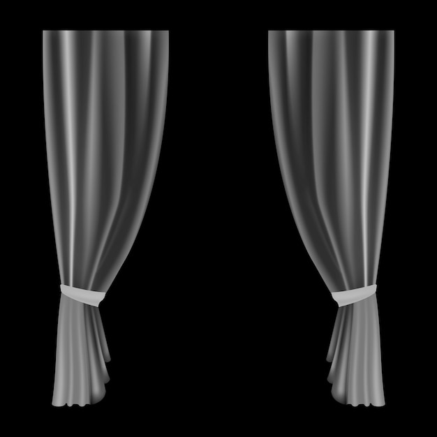 Rideaux transparents Rideau bobbinet Waves pour la décoration de fenêtre Rideaux légers fluides réalistes suspendus tissu de tulle lisse en soie Intérieur isolé illustration vectorielle d'objet élégant