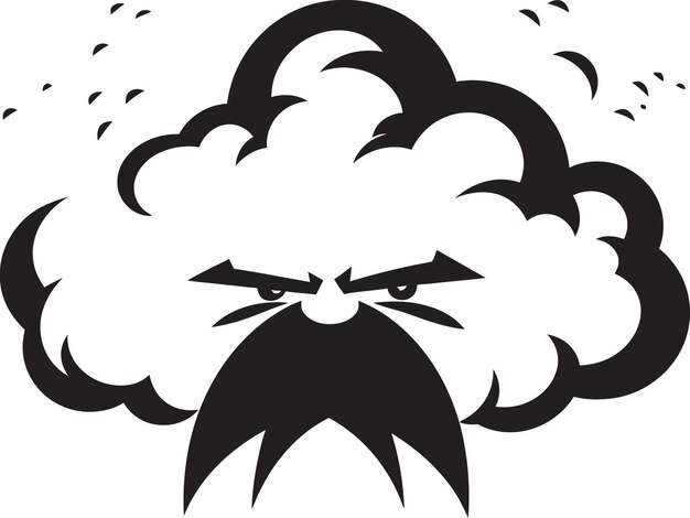 Vecteur riled nimbus cartoon cloud icon design tempest rage emblème du nuage vectoriel en colère