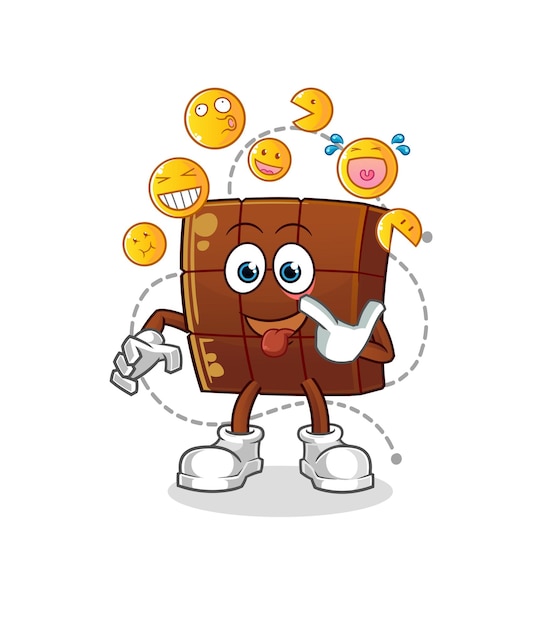 Rire De Barre De Chocolat Et Se Moquer Du Personnage. Vecteur De Mascotte De Dessin Animé