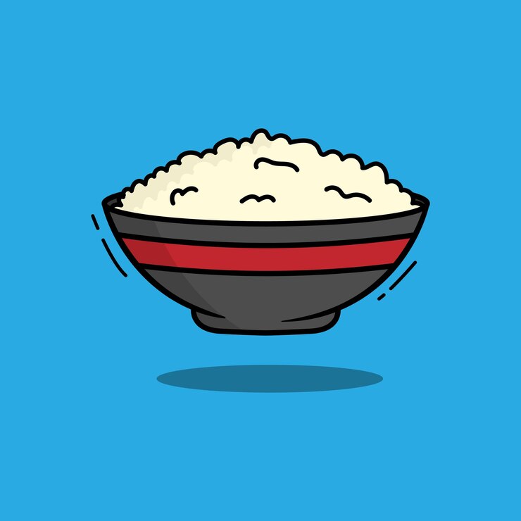 Vecteur le riz sur le vecteur du bol